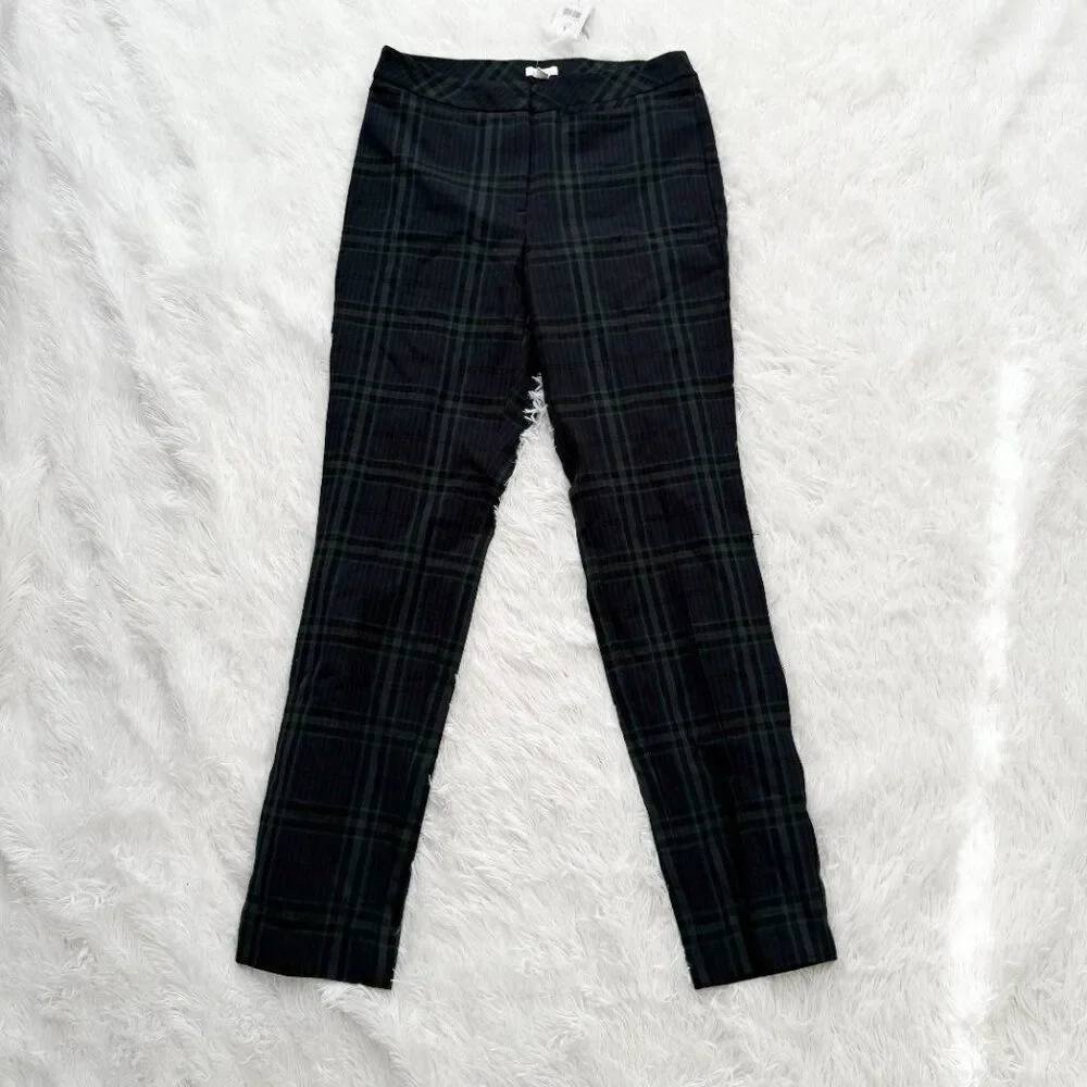 Women J Jill Premium Bi-Stretch Plaid Straight Leg Pants Blue and Green Size 6 - Picture 2 of 11